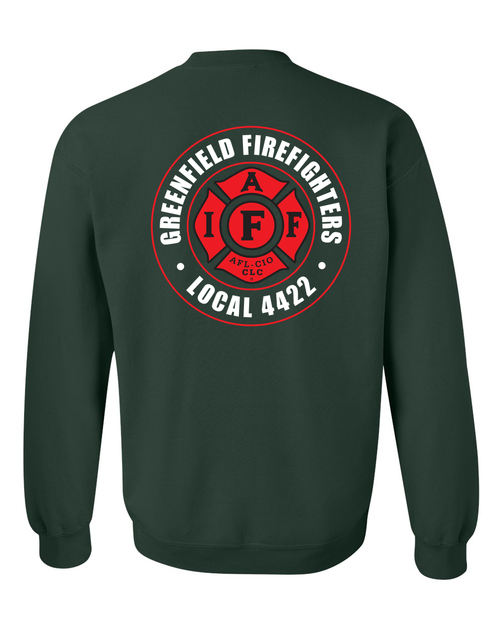 Greenfield_Local4422_Badge Crewneck gildan-18000 forest-green back