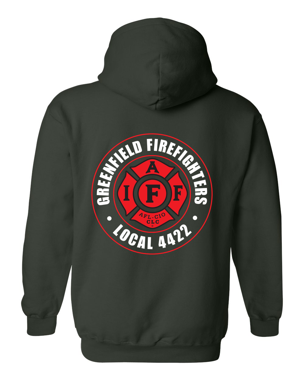 Greenfield_Local4422_Badge Hoodie gildan-18500 forest-green back
