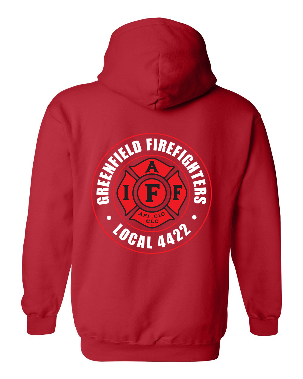Greenfield_Local4422_Badge Hoodie gildan-18500 red back