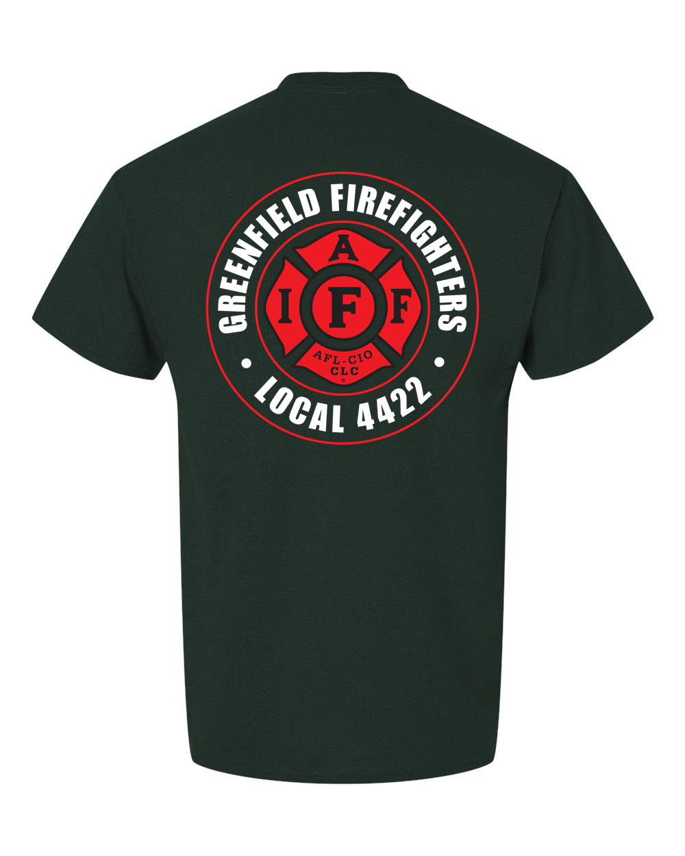 Greenfield_Local4422_Badge T-Shirt gildan-8000 forest-green back