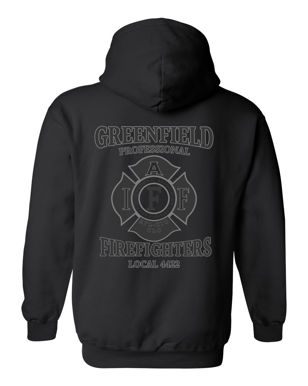Greenfield Union Hoodie gildan-18500 black back
