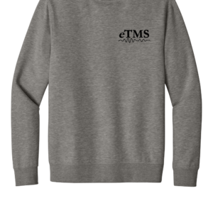 eTMS Restoring Hope Crewneck Grey Frost front with eTMS left chest