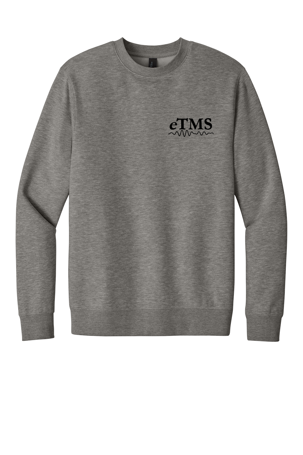 eTMS Restoring Hope Crewneck Grey Frost front with eTMS left chest