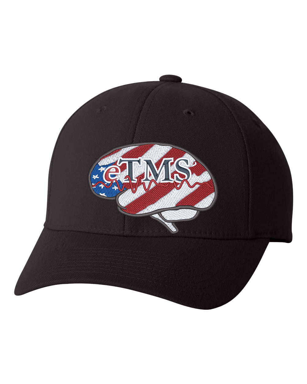 eTMS Hat Flexfit 6580 — Black front view