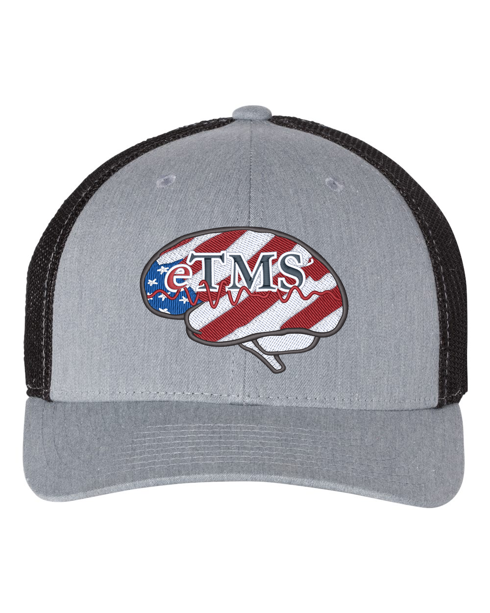 eTMS Hat Richardson 110 — Heather Grey/Black front view