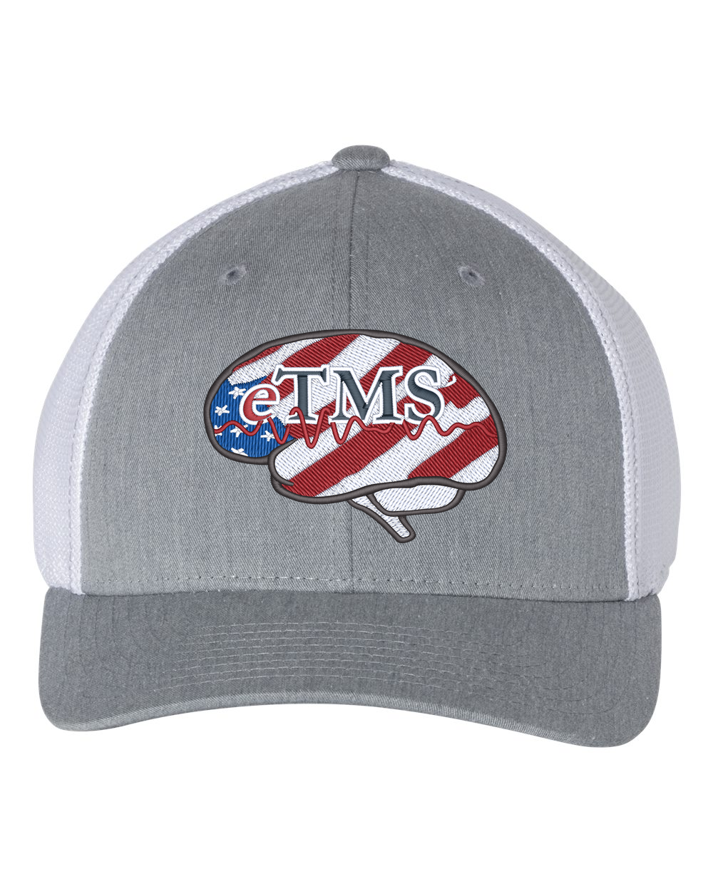eTMS Hat Richardson 110 — Heather Grey/White front view