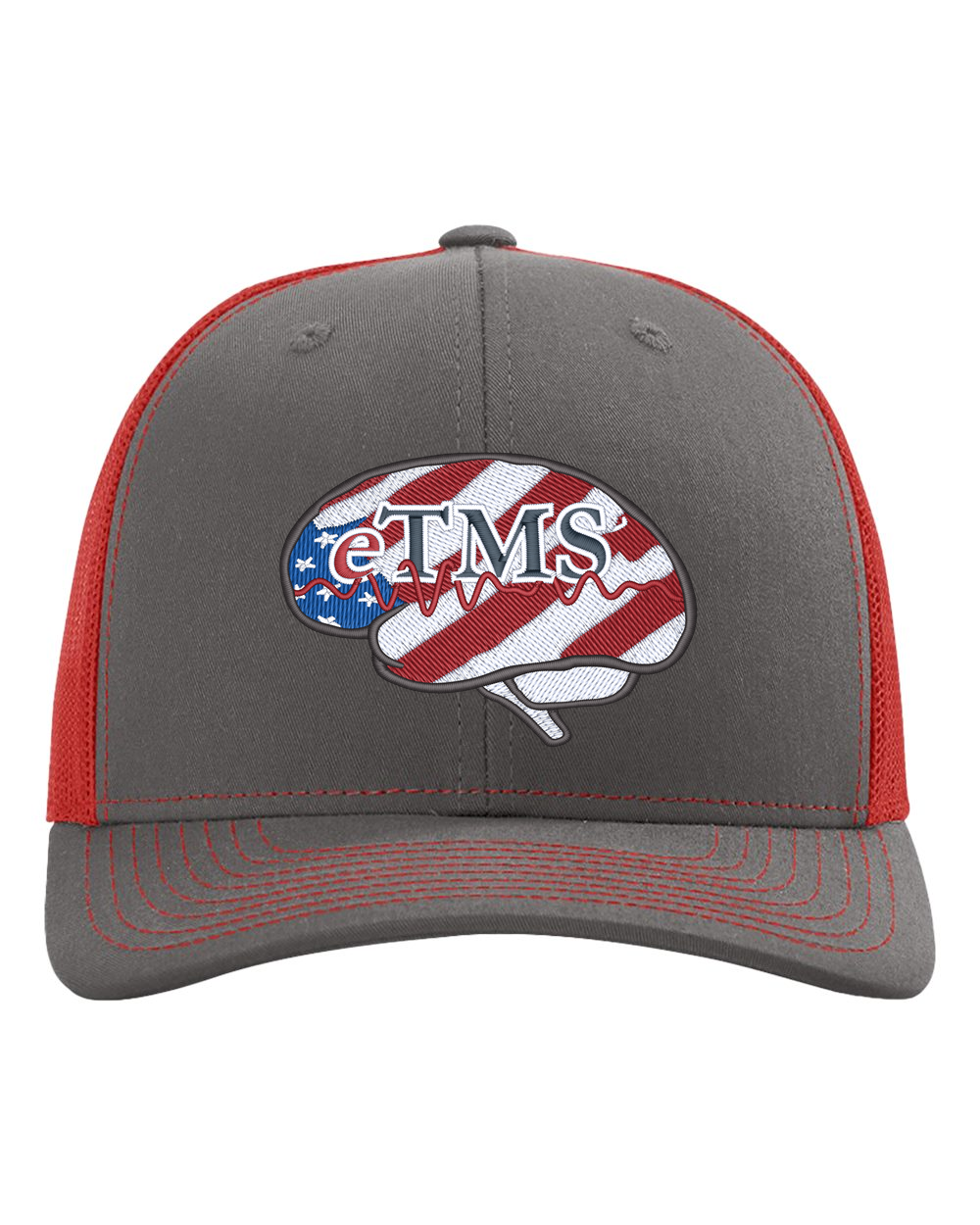 eTMS Hat Richardson 112 — Charcoal/Red front view