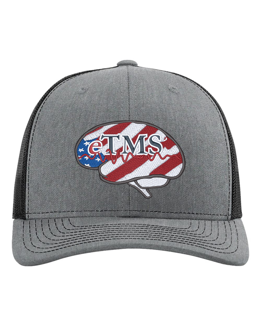 eTMS Hat Richardson 112 — Heather Grey/Black front view