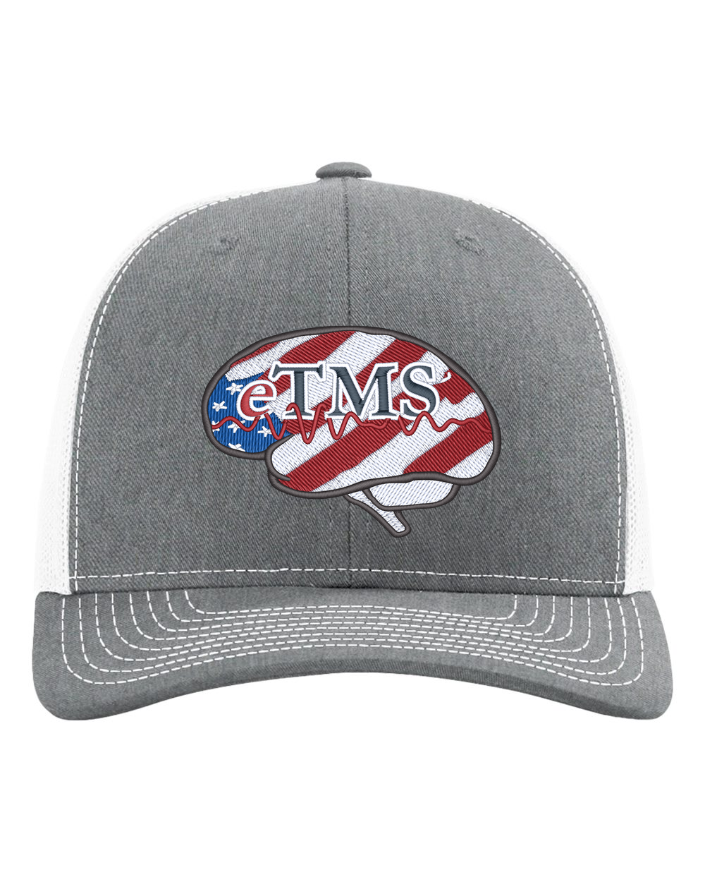 eTMS Hat Richardson 112 — Heather Grey/White front view